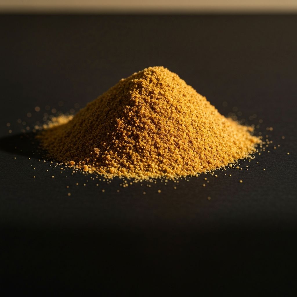 Raw date powder close-up macro texture
